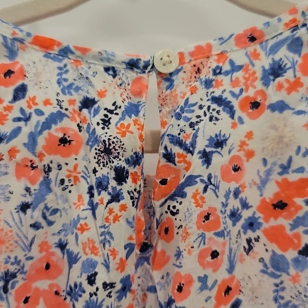 Oshkosh B'gosh Coral, Blue And White Floral Sleeveless Ruffle Dress - Size 4